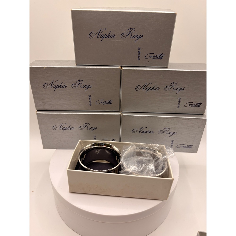 Gerity Silver Plated Napkin Rings Set of 12 Vintage Flared Rim 6 Boxes Total